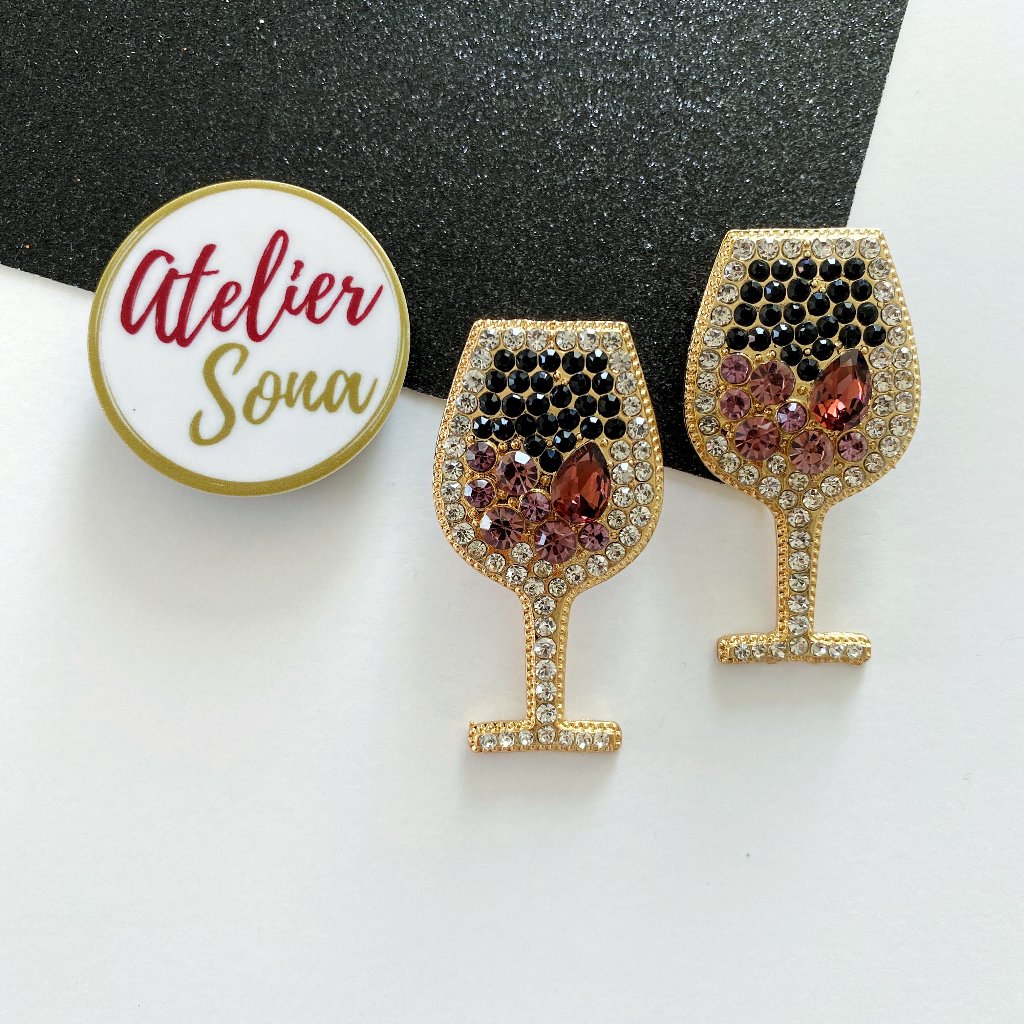 Sparkly Wine Earrings - Purple 20$